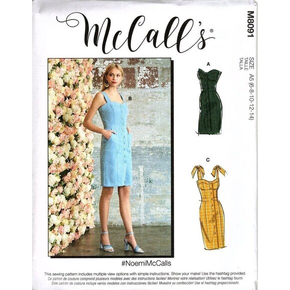 McCall's M8091 Misses 6 to 14 Button Front Dress Uncut Sewing Pattern New - Picture 1 of 2